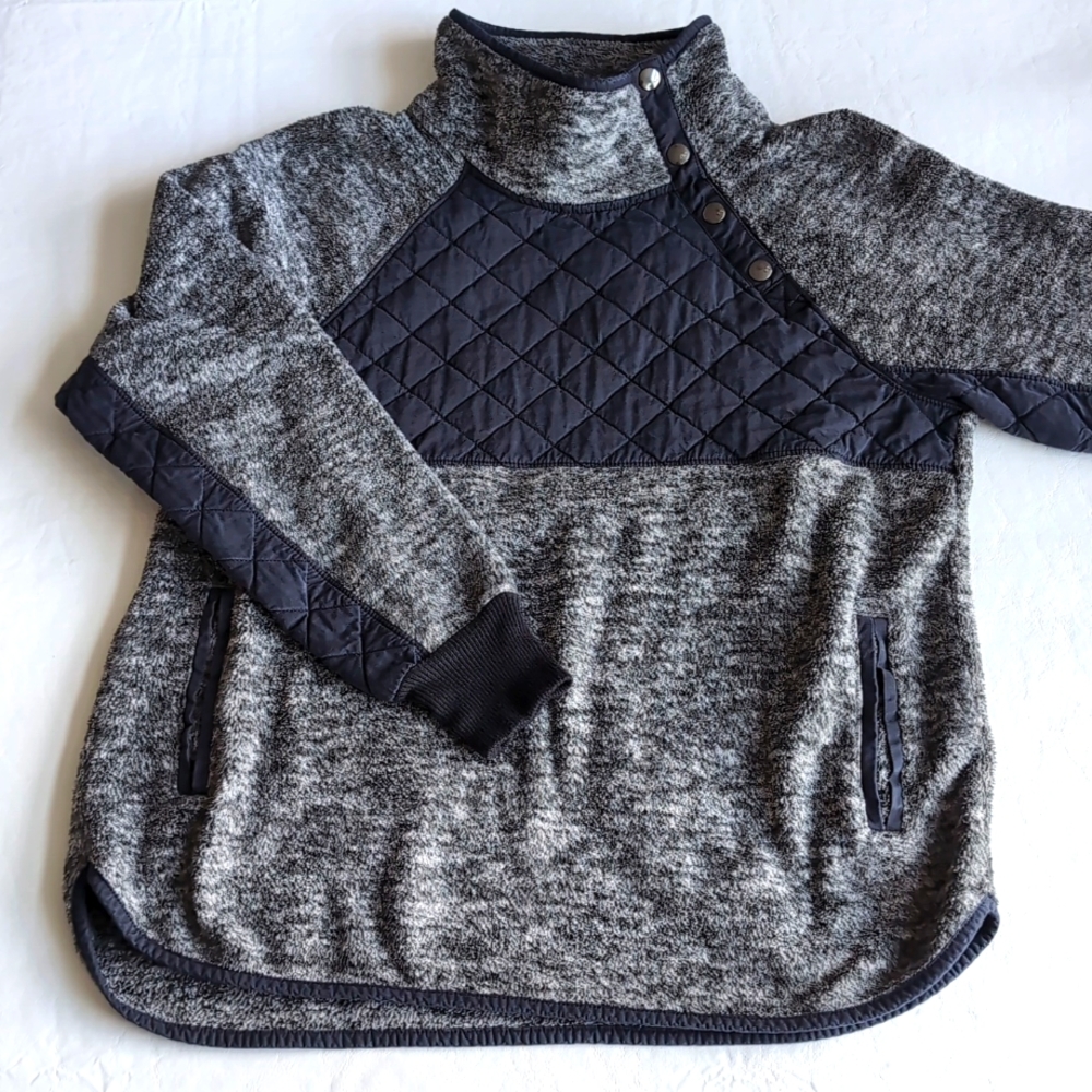 Abercrombie & Fitch Quilted Fleece Pullover Top Snap Neck Sweatshirt Women's M